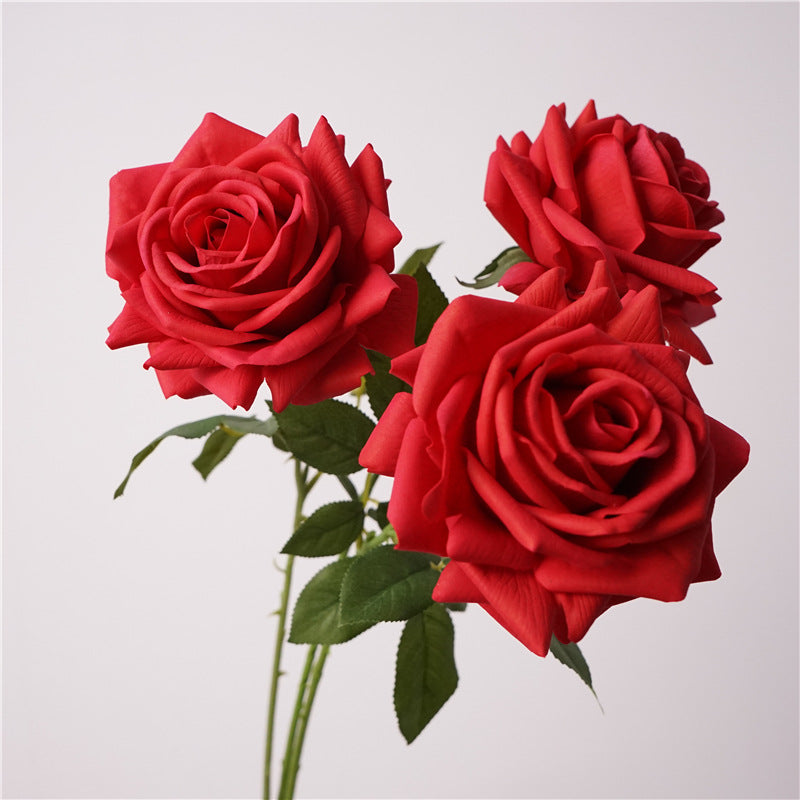 001High-Quality Moist Touch Single Stem Turkish Rose Artificial Flowers, Decorative Floral Arrangements for Home Decor