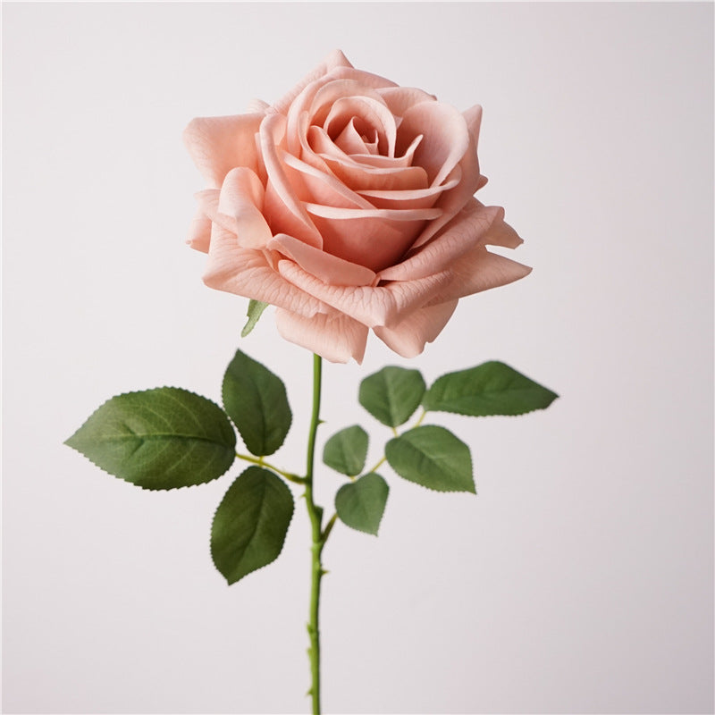 001High-Quality Moist Touch Single Stem Turkish Rose Artificial Flowers, Decorative Floral Arrangements for Home Decor