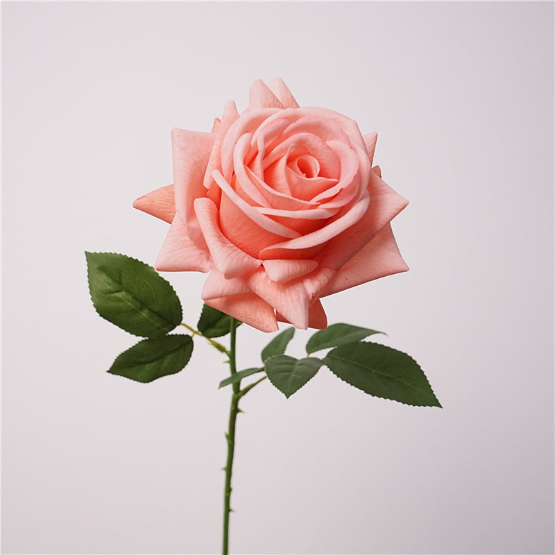001High-Quality Moist Touch Single Stem Turkish Rose Artificial Flowers, Decorative Floral Arrangements for Home Decor