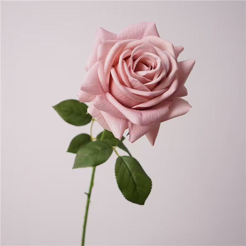 001High-Quality Moist Touch Single Stem Turkish Rose Artificial Flowers, Decorative Floral Arrangements for Home Decor