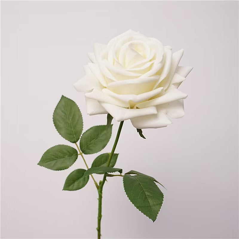 001High-Quality Moist Touch Single Stem Turkish Rose Artificial Flowers, Decorative Floral Arrangements for Home Decor