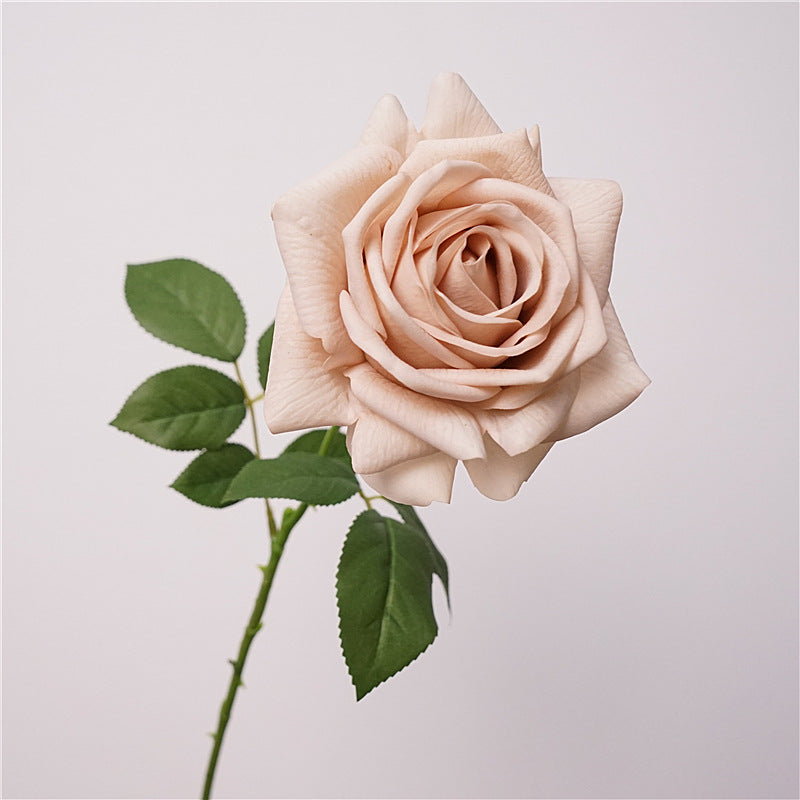 001High-Quality Moist Touch Single Stem Turkish Rose Artificial Flowers, Decorative Floral Arrangements for Home Decor
