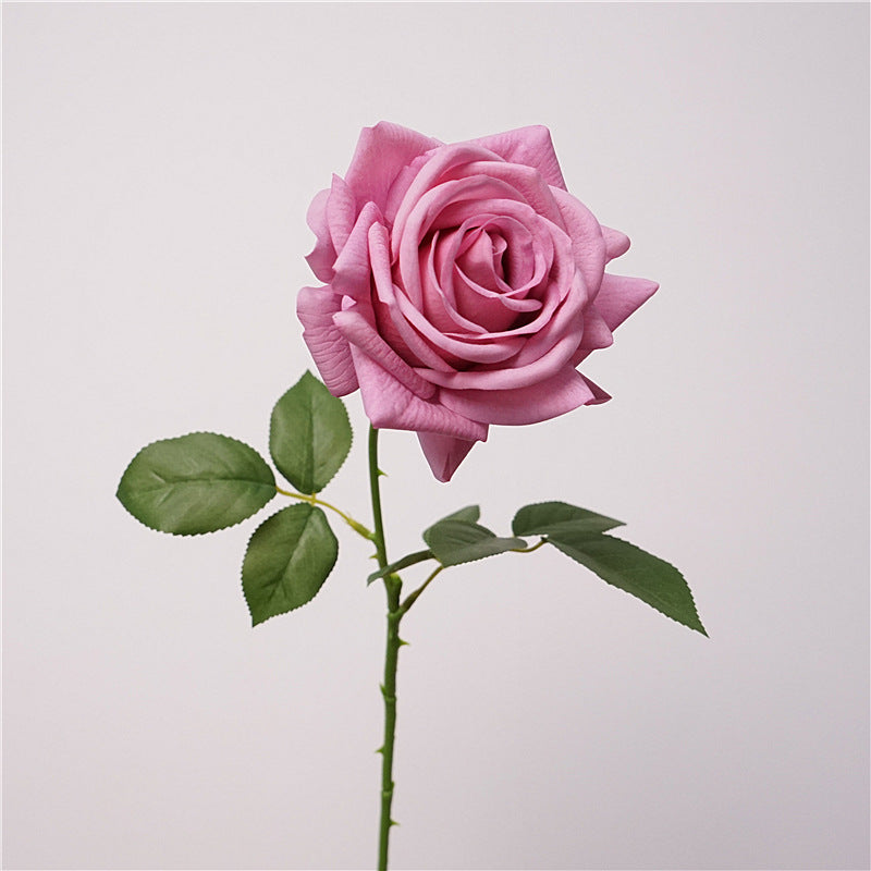 001High-Quality Moist Touch Single Stem Turkish Rose Artificial Flowers, Decorative Floral Arrangements for Home Decor