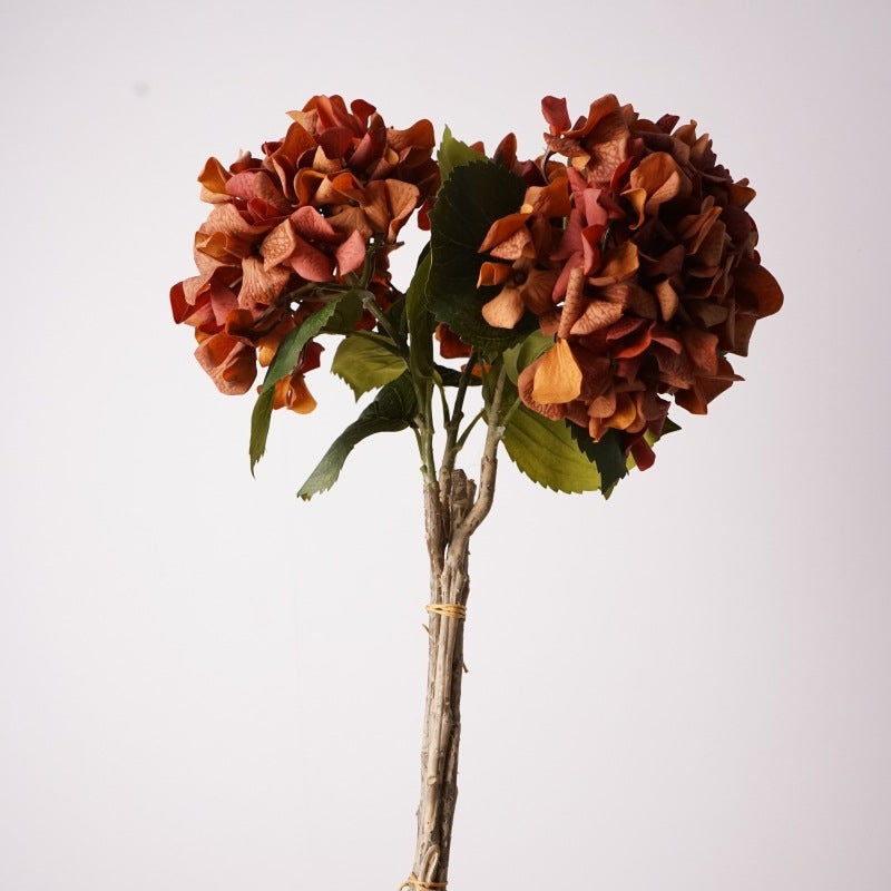 002Vintage Decor Autumn Tones Hydrangeas, Premium Real Moist Touch Artificial Hydrangea for Flower Arrangement, Meida Brown Coffee Shades