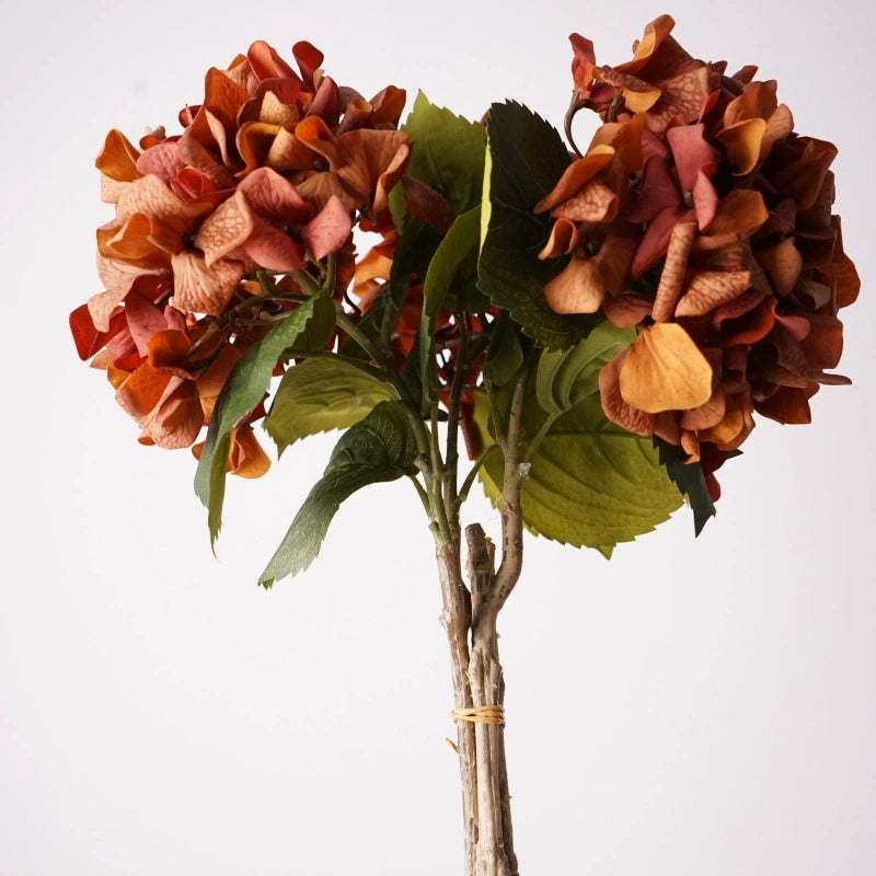 002Vintage Decor Autumn Tones Hydrangeas, Premium Real Moist Touch Artificial Hydrangea for Flower Arrangement, Meida Brown Coffee Shades