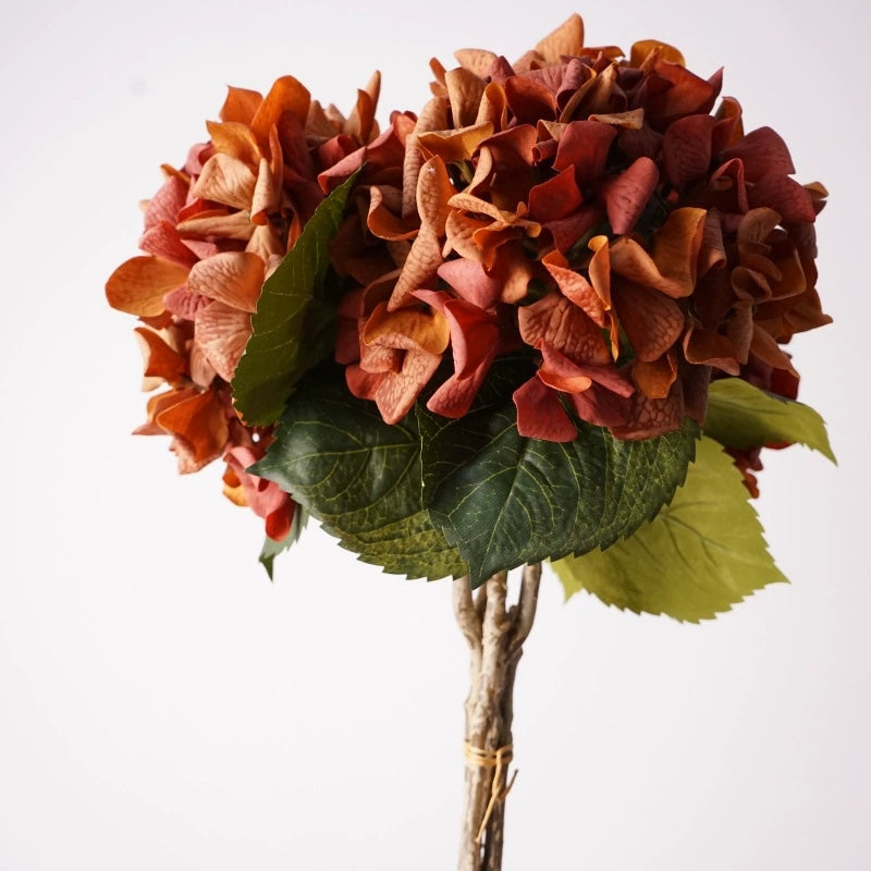 002Vintage Decor Autumn Tones Hydrangeas, Premium Real Moist Touch Artificial Hydrangea for Flower Arrangement, Meida Brown Coffee Shades