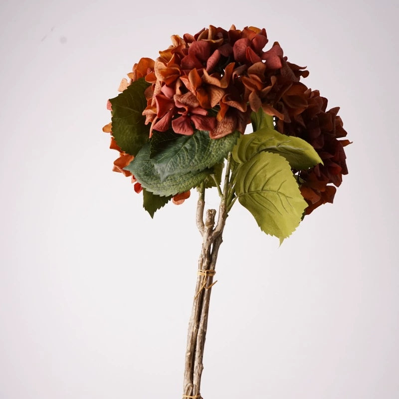 002Vintage Decor Autumn Tones Hydrangeas, Premium Real Moist Touch Artificial Hydrangea for Flower Arrangement, Meida Brown Coffee Shades