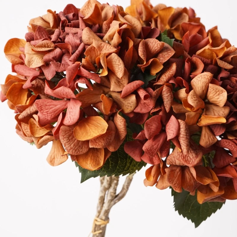 002Vintage Decor Autumn Tones Hydrangeas, Premium Real Moist Touch Artificial Hydrangea for Flower Arrangement, Meida Brown Coffee Shades
