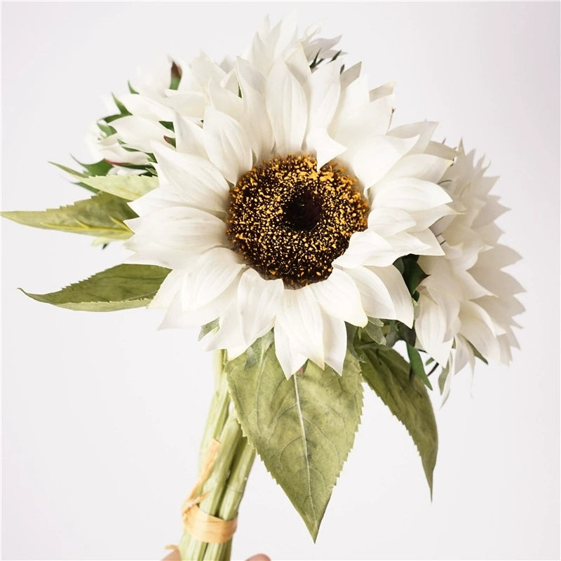 003Rustic Style 5-Stem Bundled Artificial Sunflowers, Fake Sunflower Stems for Floral Arrangement, Floor Decor Ornaments for Shops & Hotels