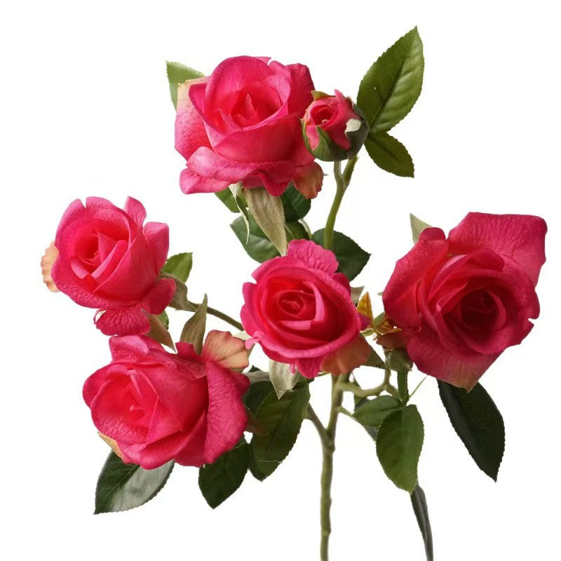 005Real Touch Multi-Bloom Moist Barbie Rose Bridal Bouquet, Faux Artificial Roses for Wedding Centerpieces, Dining Table & Home Interior Decor