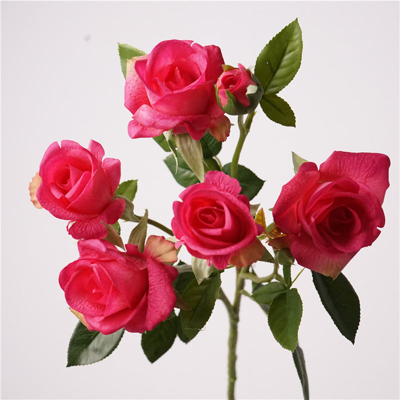005Real Touch Multi-Bloom Moist Barbie Rose Bridal Bouquet, Faux Artificial Roses for Wedding Centerpieces, Dining Table & Home Interior Decor