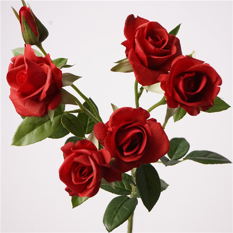 005Real Touch Multi-Bloom Moist Barbie Rose Bridal Bouquet, Faux Artificial Roses for Wedding Centerpieces, Dining Table & Home Interior Decor