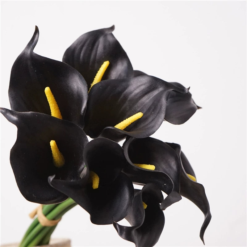 007Real-Touch Calla Lily Bouquets, Mini Bundled Artificial Calla Lilies, Wedding Bridal Bouquet Floral Decor
