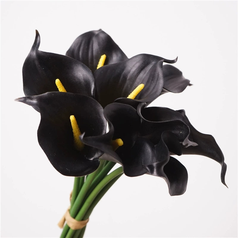 007Real-Touch Calla Lily Bouquets, Mini Bundled Artificial Calla Lilies, Wedding Bridal Bouquet Floral Decor