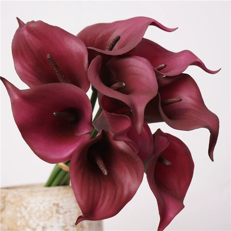 007Real-Touch Calla Lily Bouquets, Mini Bundled Artificial Calla Lilies, Wedding Bridal Bouquet Floral Decor
