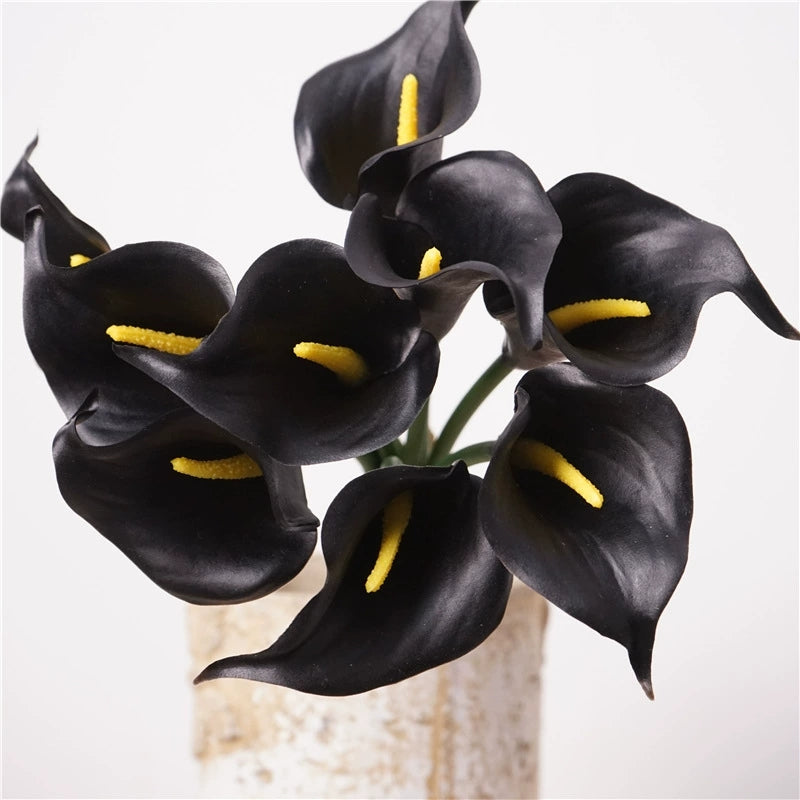 007Real-Touch Calla Lily Bouquets, Mini Bundled Artificial Calla Lilies, Wedding Bridal Bouquet Floral Decor
