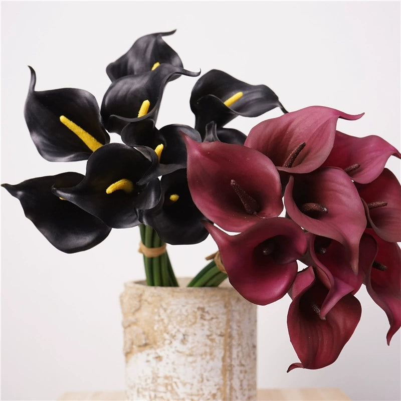 007Real-Touch Calla Lily Bouquets, Mini Bundled Artificial Calla Lilies, Wedding Bridal Bouquet Floral Decor